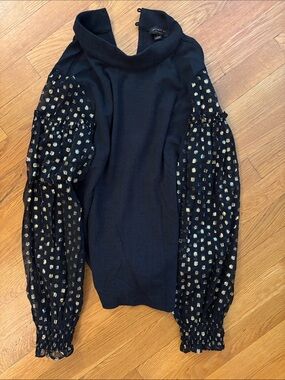 Current Air Black Sweater with Gold Dot Puff Sleeves